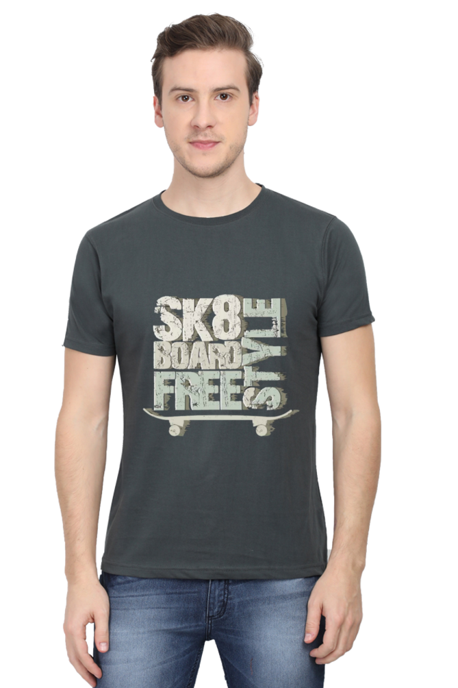 Skate Board Free Style Men's T Shirt Steel Grey