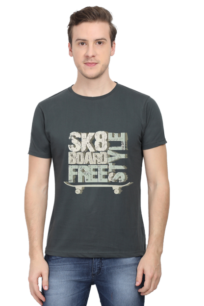 Skate Board Free Style Men's T Shirt Steel Grey