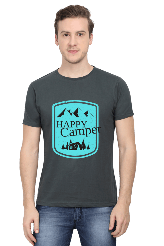 Happy Camper Men's T Shirt Steel Grey