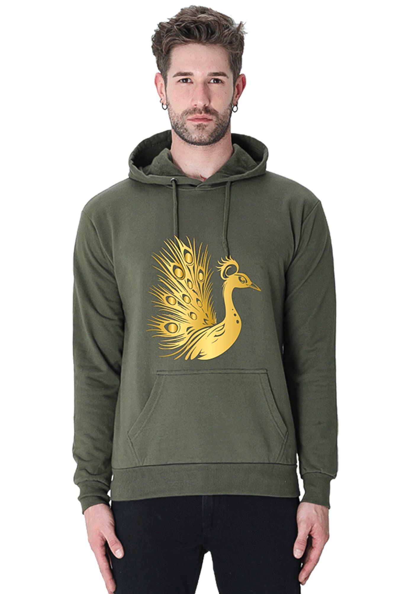 Hoodie Sweatshirt - Golden Peacock Vinyl Printed