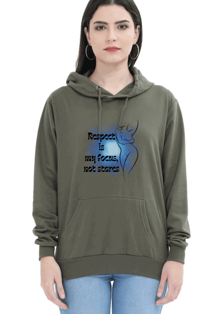 "Elegance Unveiled" Unisex Hooded Sweatshirt for Girls and Women Olive Green