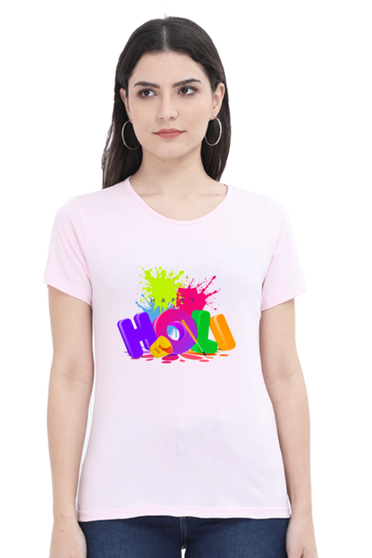 Cheerful Holi Splash: Color Bucket Tee Light Baby Pink