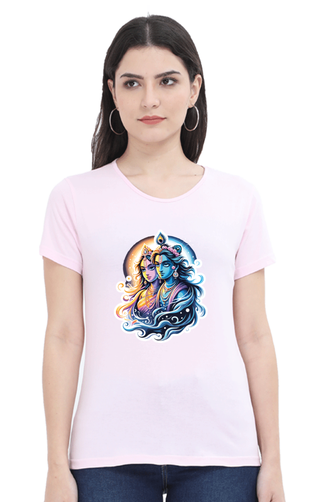 Radha Krishna 2 janmashtami Women T Shirts Light Baby Pink