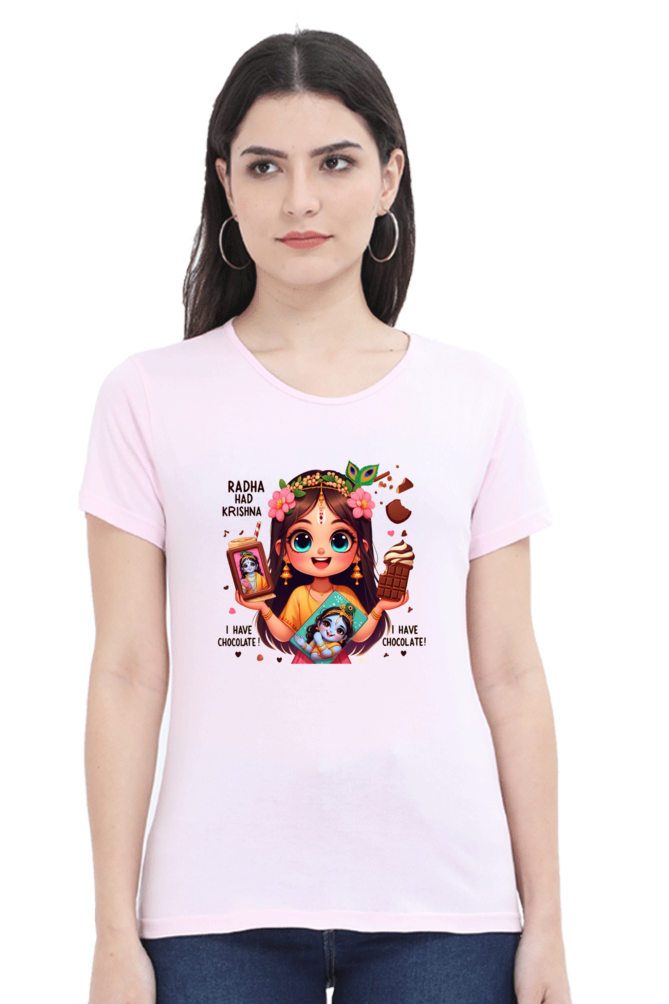 Radha Had Krishna Janmashtami Women T Shirts Light Baby Pink