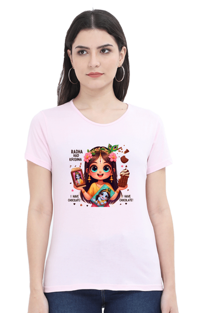 Radha Had Krishna Janmashtami Women T Shirts Light Baby Pink