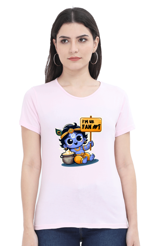 I'm Ur Fan Janmashtami Women T Shirts Light Baby Pink