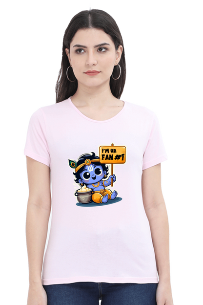 I'm Ur Fan Janmashtami Women T Shirts Light Baby Pink