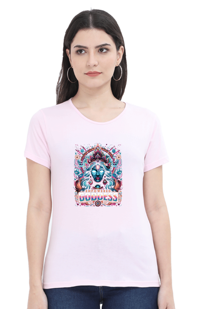 Durga Puja Bengali T Shirt For Women 3 Light Baby Pink