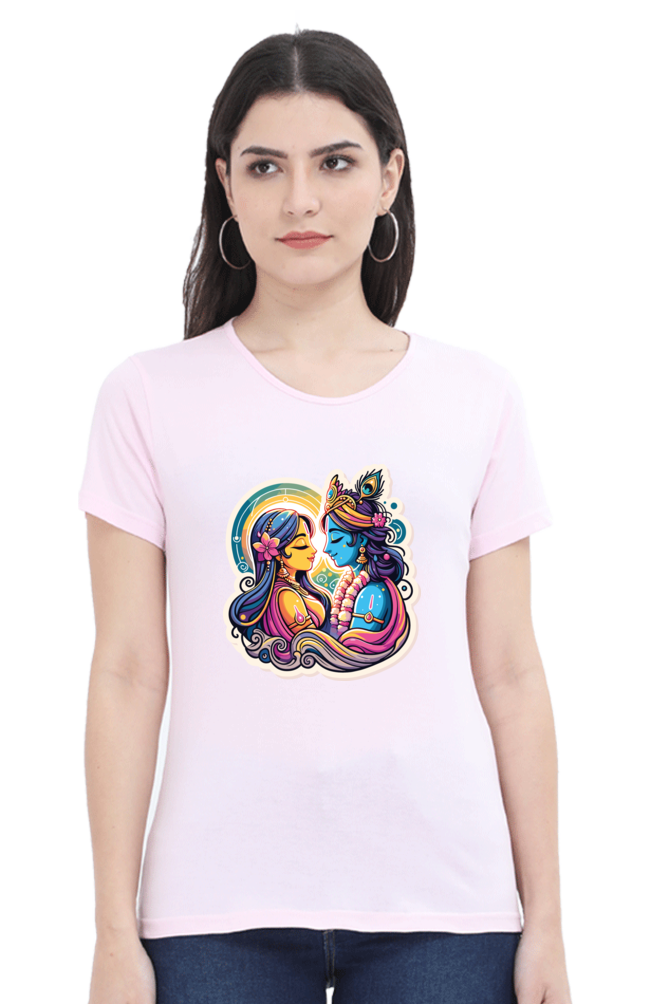 Radha Krishna janmashtami Women T Shirts Light Baby Pink