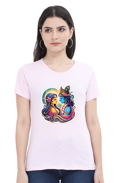 Radha Krishna janmashtami Women T Shirts Light Baby Pink