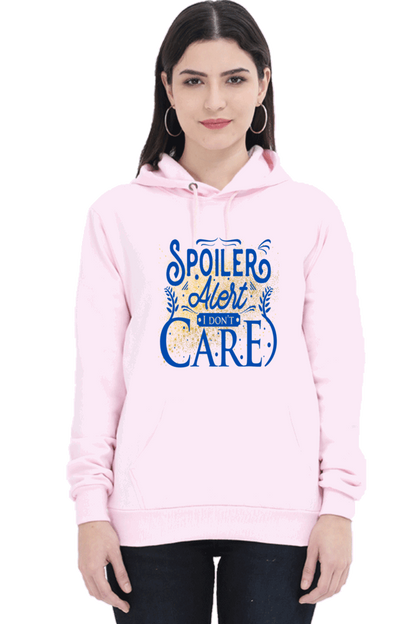 "I Don't Care" Hooded Sweatshirt for Girls and Women Light Baby Pink