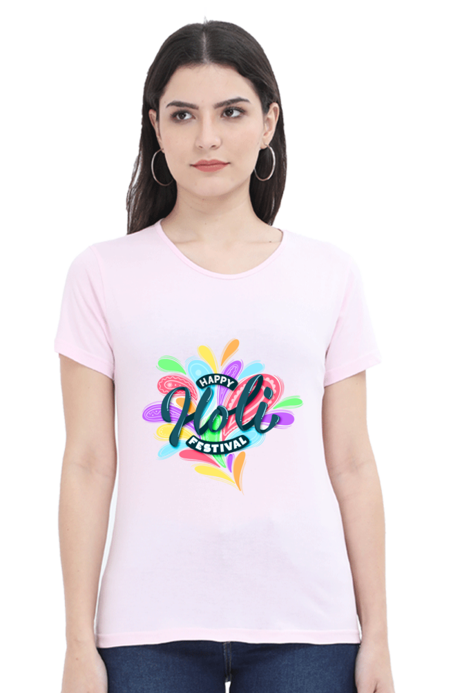 Color Splash Celebration: Happy Holi Art Tee Light Baby Pink