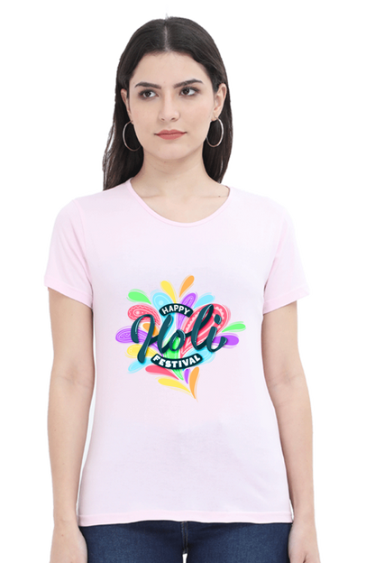 Color Splash Celebration: Happy Holi Art Tee Light Baby Pink