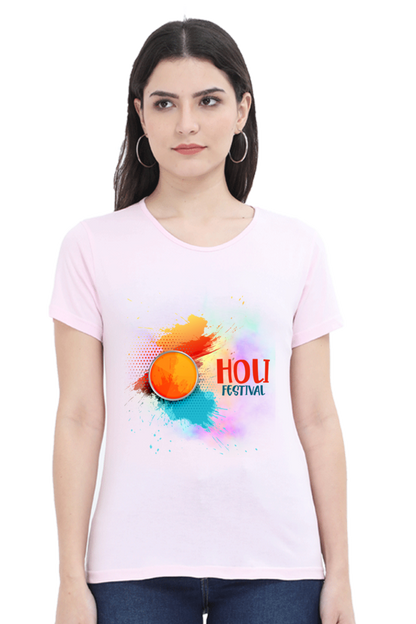 Holi Festive Vibes: Celebratory Tee Light Baby Pink