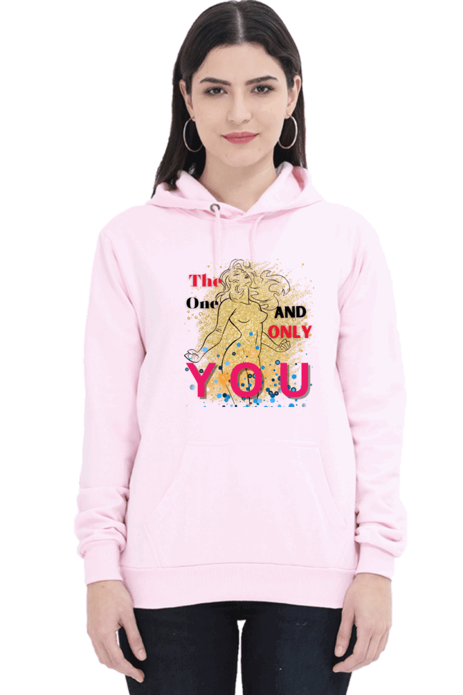 "Radiance Unleashed" Unisex Hoodie Sweatshirt for Women and Girls Light Baby Pink