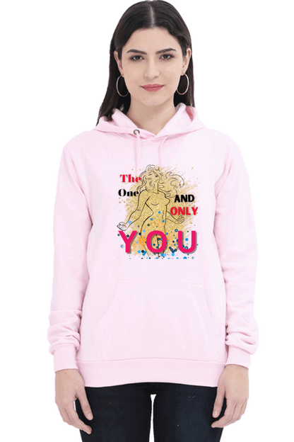 "Radiance Unleashed" Unisex Hoodie Sweatshirt for Women and Girls Light Baby Pink