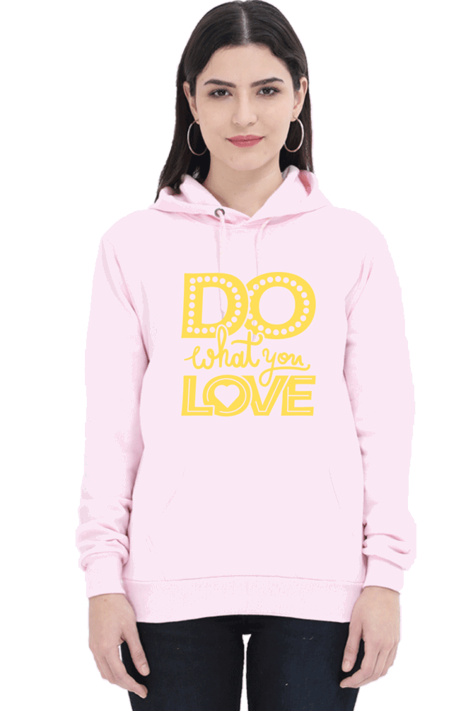 "Do What you Love" Hooded Sweatshirt for Girls and Women - Rainbow Vinyl Print Light Baby Pink