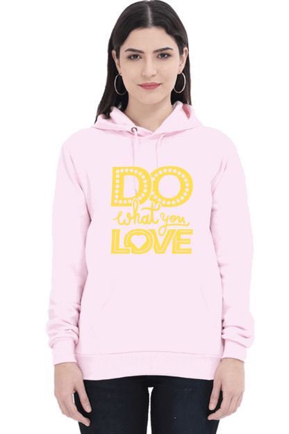 "Do What you Love" Hooded Sweatshirt for Girls and Women - Rainbow Vinyl Print Light Baby Pink