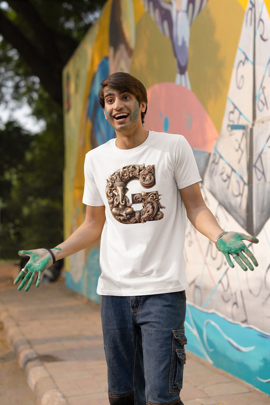 Stylish G Alphabet Ganesh Chaturthi Mens Tshirts