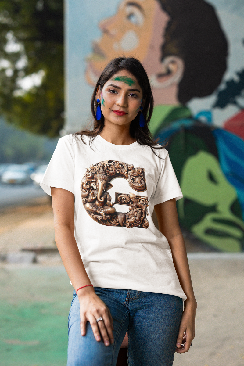 Stylish G Alphabet Ganesh Chaturthi Women T Shirts