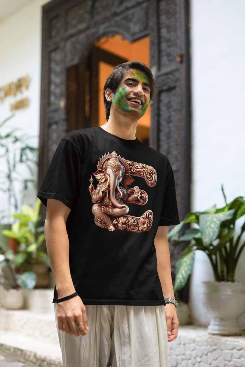 Stylish E Alphabet Ganesh Chaturthi Mens Tshirts