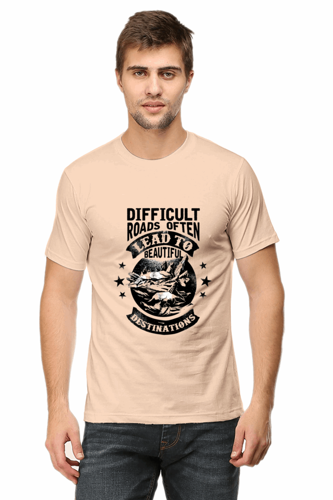 Difficult Roads Men's T Shirts Peach