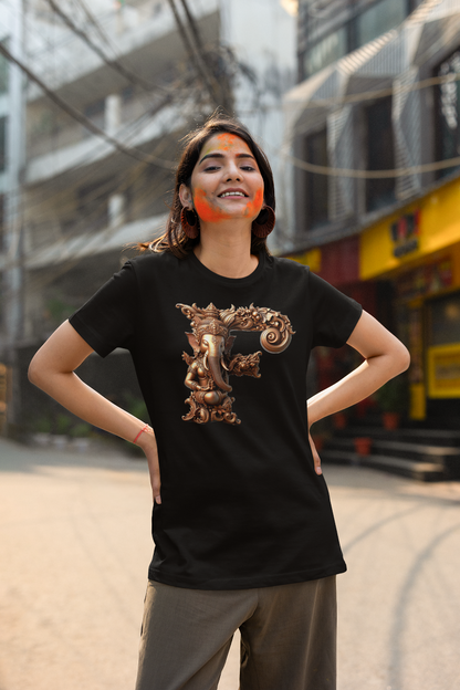 Stylish F Alphabet Ganesh Chaturthi Women T Shirts