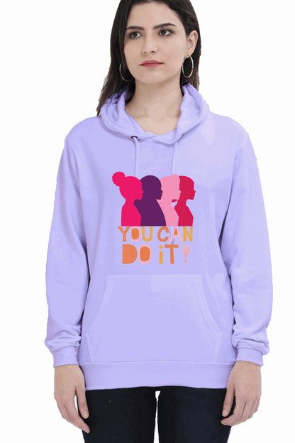 "You Can Do It'" Hooded Sweatshirt for Girls and Women Lavender