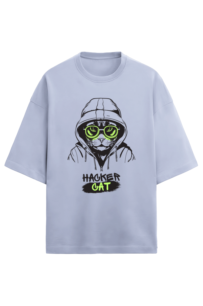 Hacker Cat Men's Oversized T Shirts Lavender