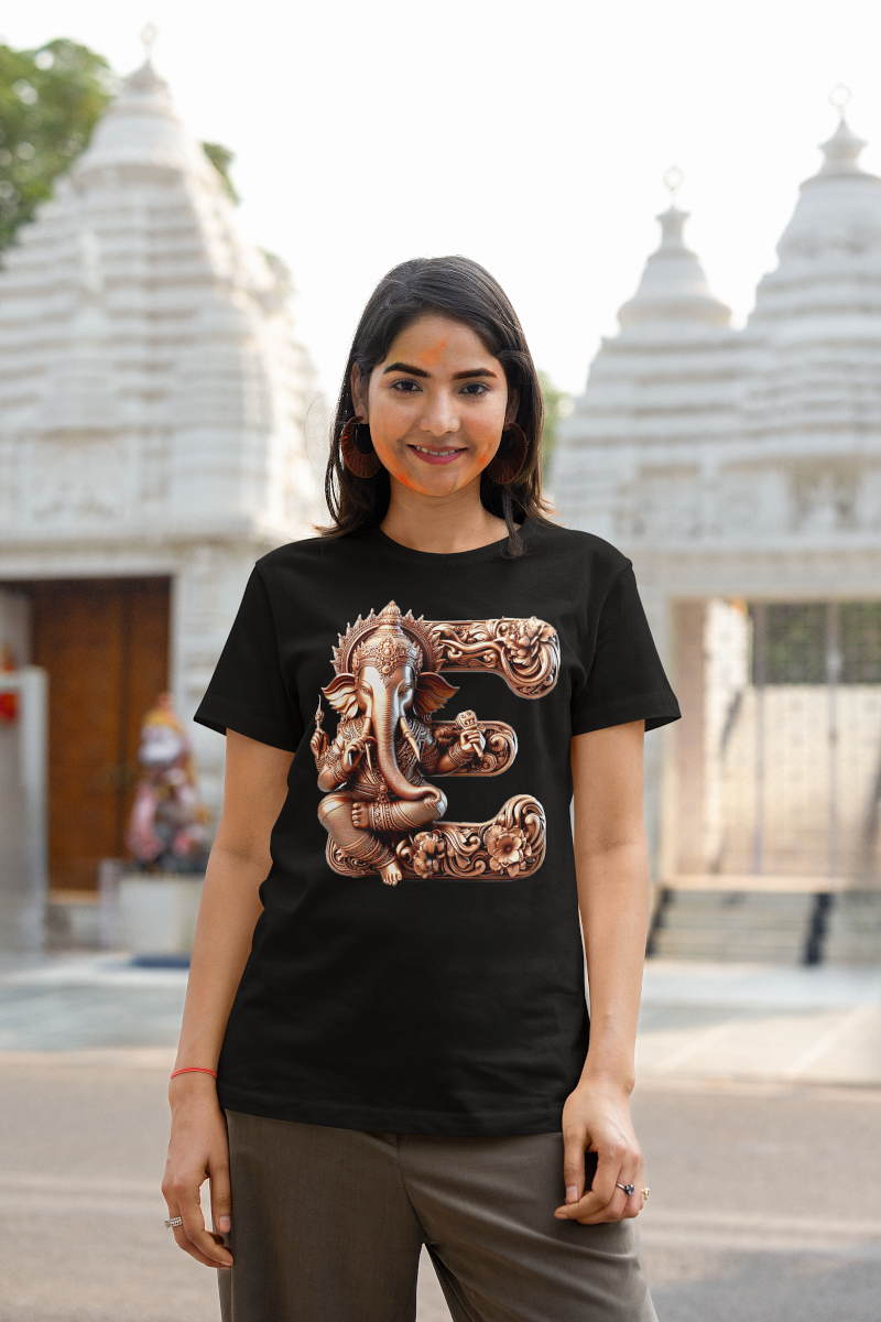 Stylish E Alphabet Ganesh Chaturthi Women T Shirts