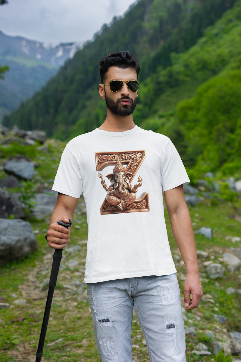 Stylish Z Alphabet Ganesh Chaturthi Mens Tshirts