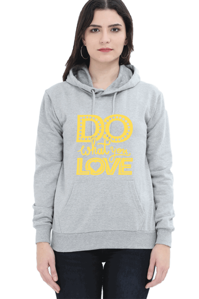 "Do What you Love" Hooded Sweatshirt for Girls and Women - Rainbow Vinyl Print Grey Melange