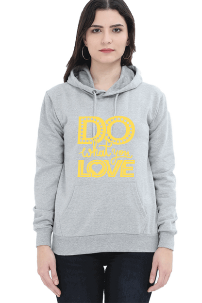 "Do What you Love" Hooded Sweatshirt for Girls and Women - Rainbow Vinyl Print Grey Melange