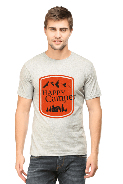 Happy Camper Men's T Shirt Grey Melange