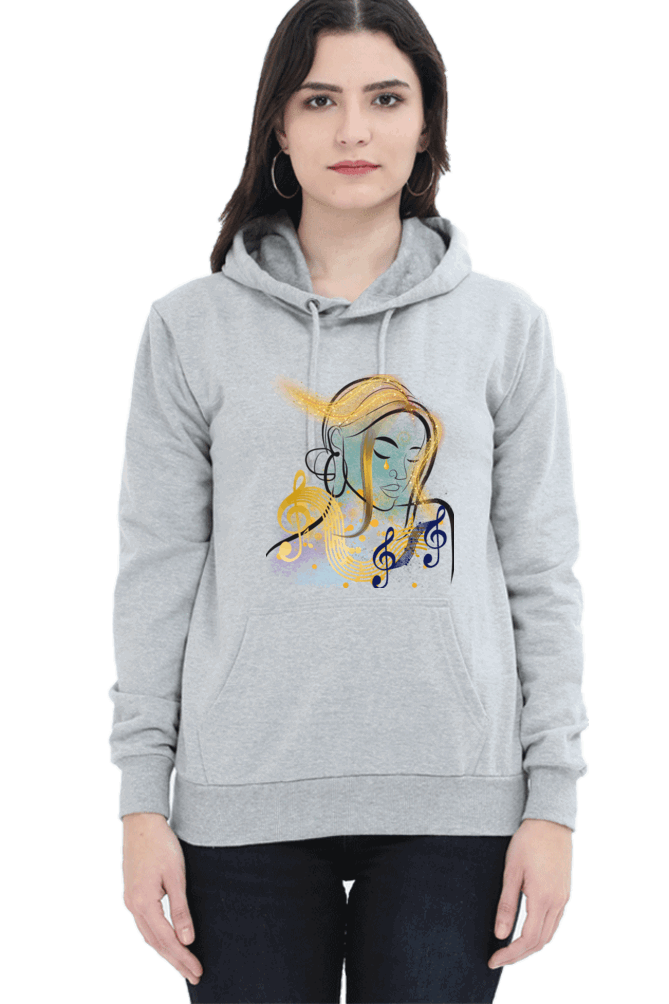 "Divine Elegance" Unisex Hoodie For Women and Girls Grey Melange