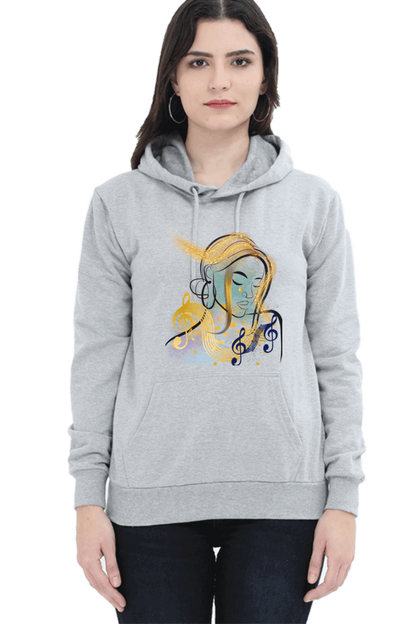 "Divine Elegance" Unisex Hoodie For Women and Girls Grey Melange