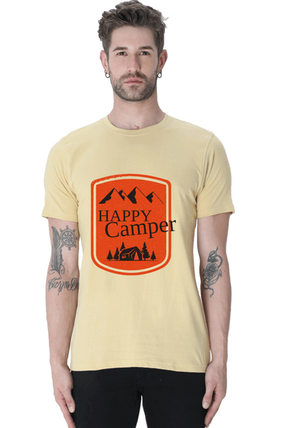 Happy Camper Men's T Shirt Beige