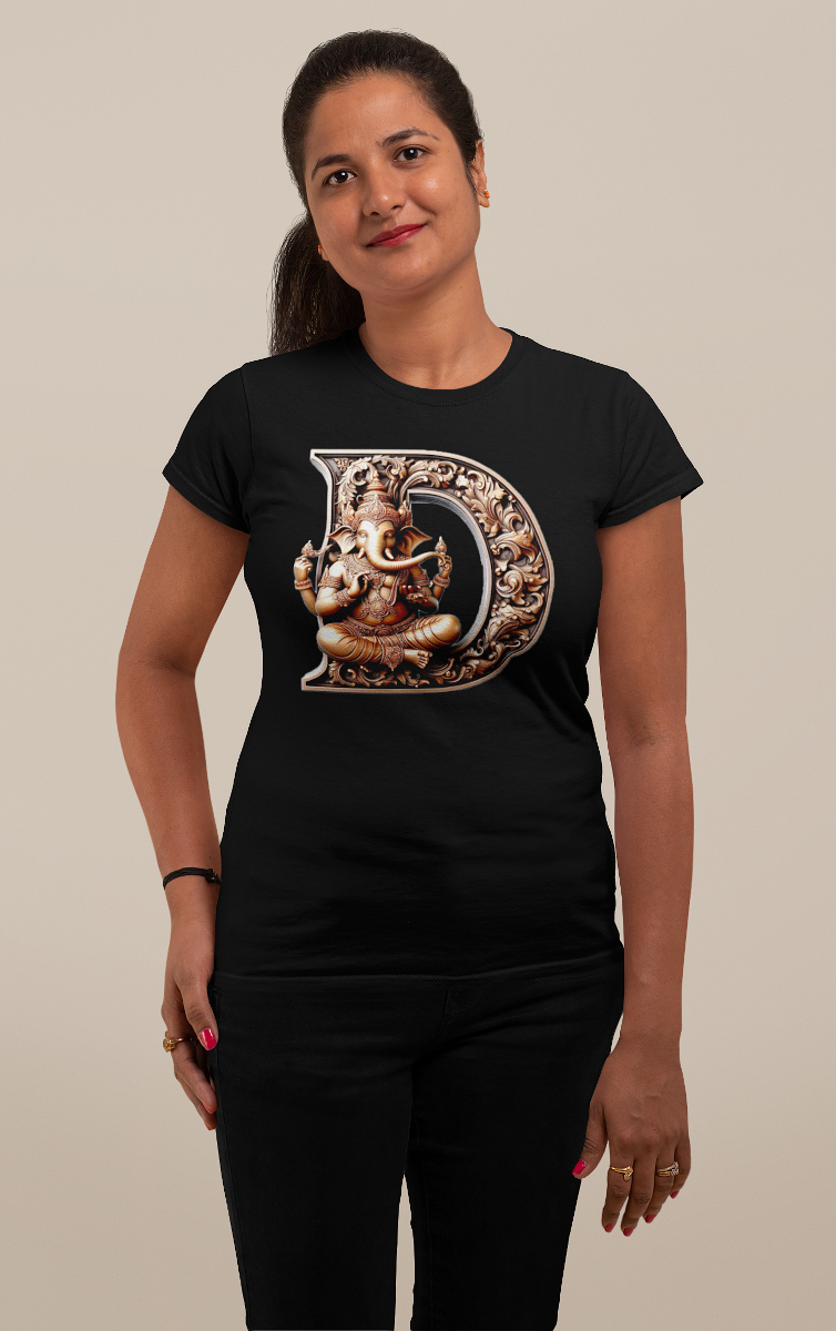 Stylish D Alphabet Ganesh Chaturthi Women T Shirts