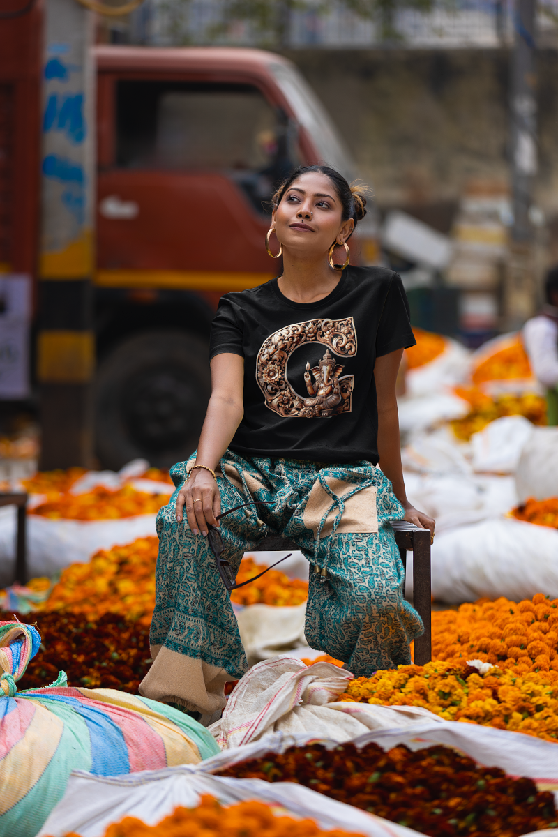 Stylish C Alphabet Ganesh Chaturthi Women T Shirts