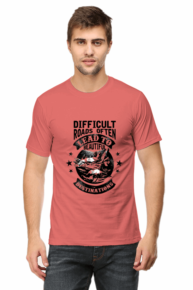 Difficult Roads Men's T Shirts Coral