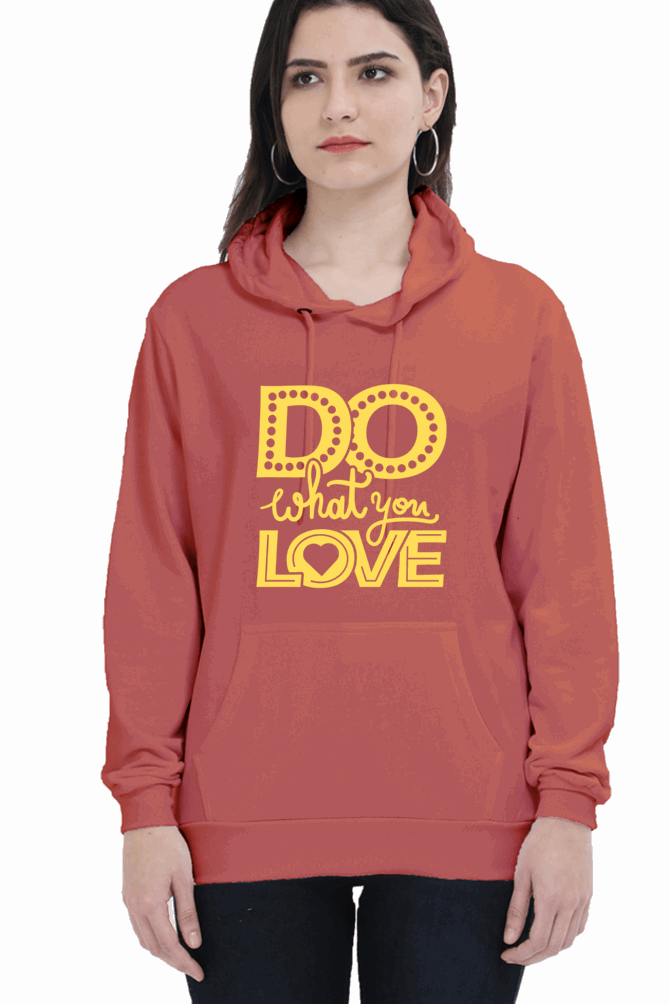 "Do What you Love" Hooded Sweatshirt for Girls and Women - Rainbow Vinyl Print Coral