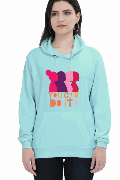 "You Can Do It'" Hooded Sweatshirt for Girls and Women Mint