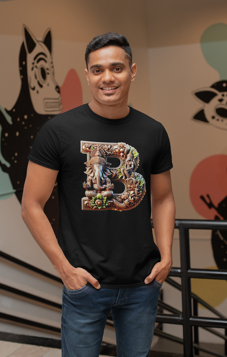 Stylish B Alphabet Ganesh Chaturthi Mens Tshirts