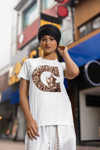 Stylish C Alphabet Ganesh Chaturthi Women T Shirts