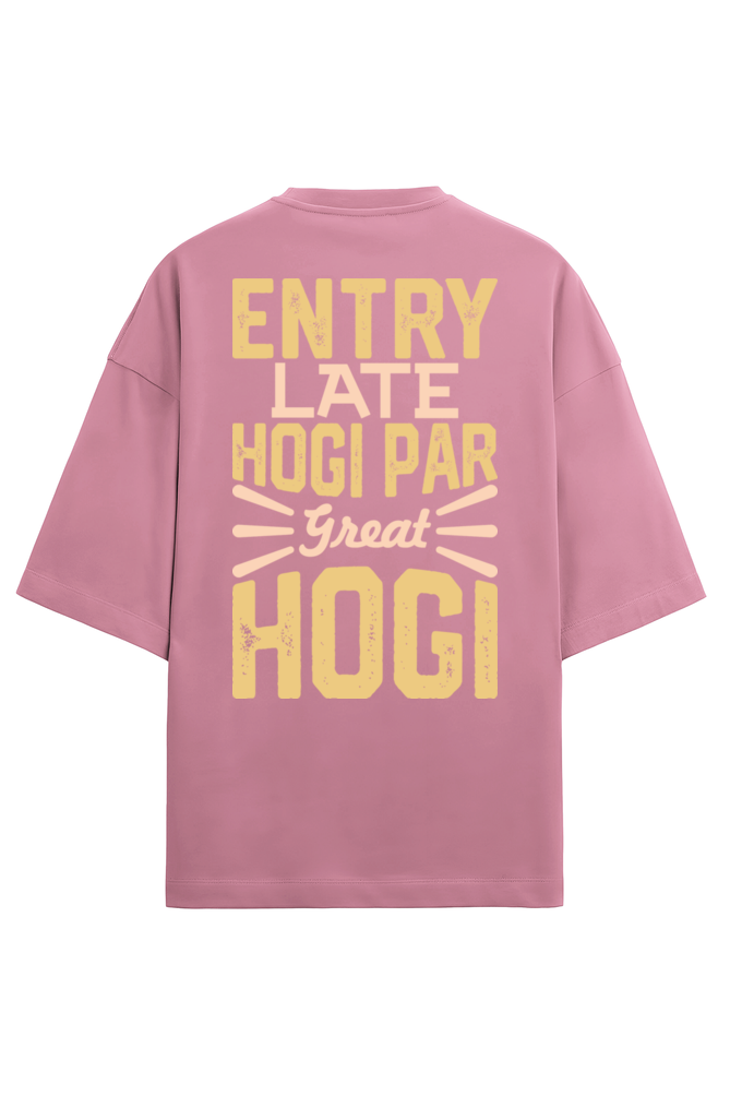 Entry Late Hogi Par Great Hogi Men's Oversized T Shirts Flamingo