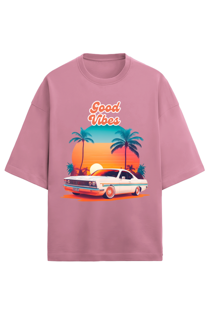 Good Vibes Men's Oversized T Shirts Flamingo