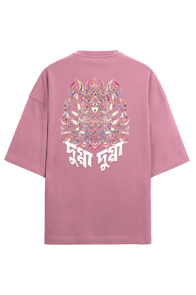 Durga Puja Bengali Oversized T Shirt Flamingo