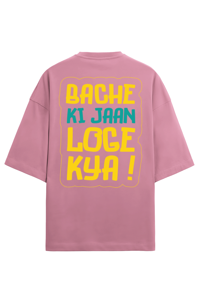 Bache Ki Jaan Loge Kya Men's Oversized T Shirts Flamingo