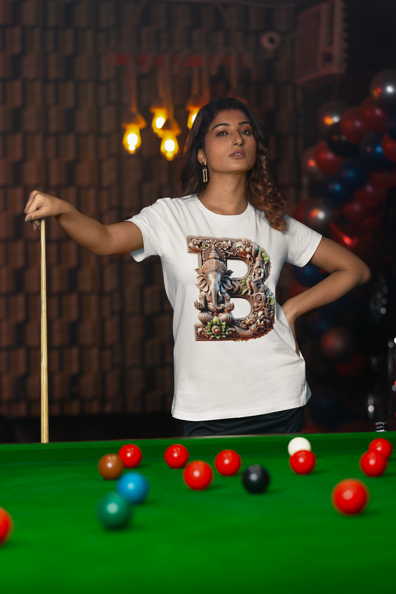 Stylish B Alphabet Ganesh Chaturthi Women T Shirts