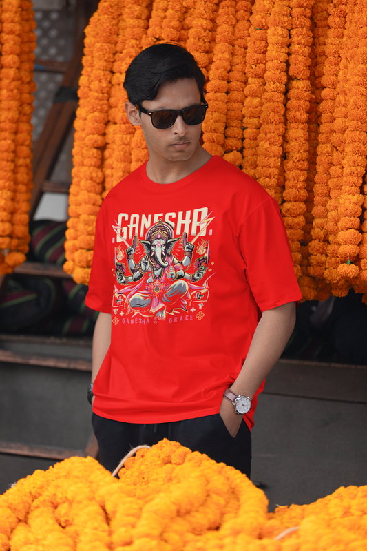 Ganesha's Grace 2 Printed Ganesh Chaturthi Men's T Shirts